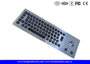 LED Backlight Industri Stainless Steel Keyboard dengan Trackball, 64 Keys