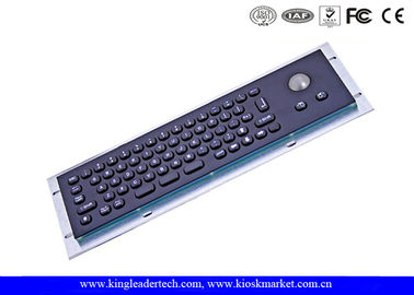66 Keys Black Metal Keyboard Aluminium Alloy Kembali Panel Dengan Trackball Optical